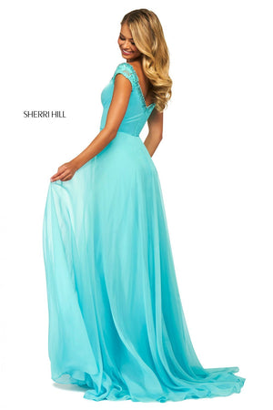 Sherri Hill 53549 dress images in these colors: Red, Lilac, Ivory, Blush, Light Blue, Yellow, Navy, Black, Coral, Aqua.