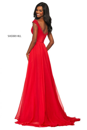Sherri Hill 53549 dress images in these colors: Red, Lilac, Ivory, Blush, Light Blue, Yellow, Navy, Black, Coral, Aqua.