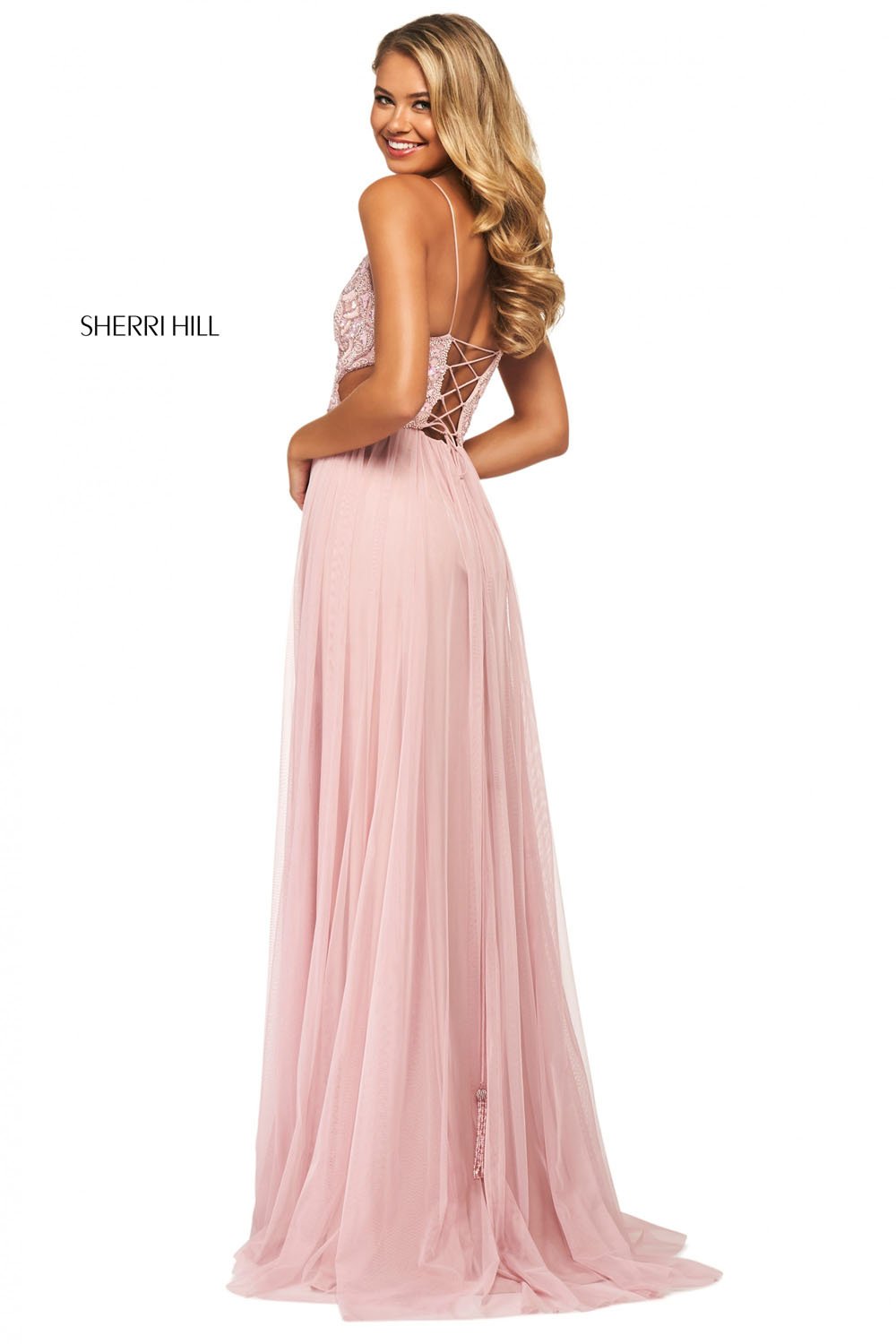 Sherri Hill 53557 dress images in these colors: Black Multi, Light Pink.