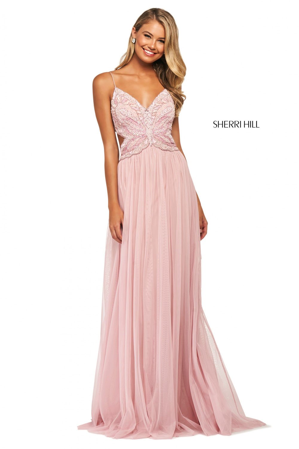 Sherri Hill 53557 dress images in these colors: Black Multi, Light Pink.