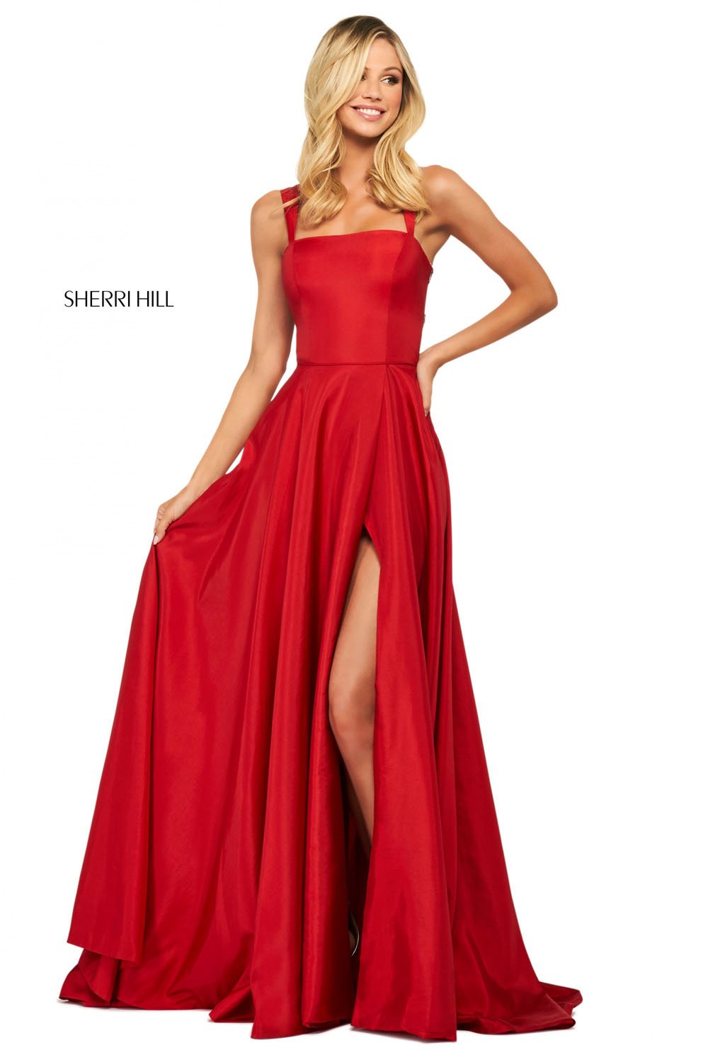 Sherri Hill 53561 dress images in these colors: Royal, Pink, Aqua, Red, Coral, Yellow, Navy, Black, Wine, Emerald, Orange.