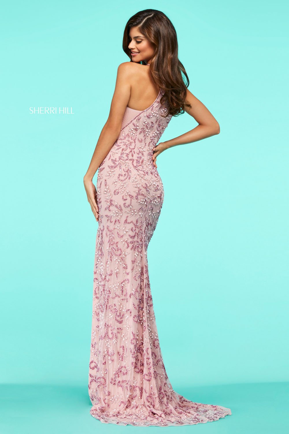 Sherri Hill 53564 dress images in these colors: Pink, Yellow, Light Blue, Nude Ivory, Nude Black.