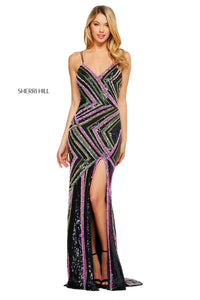 Sherri Hill 53572 dress images in these colors: Black Multi.