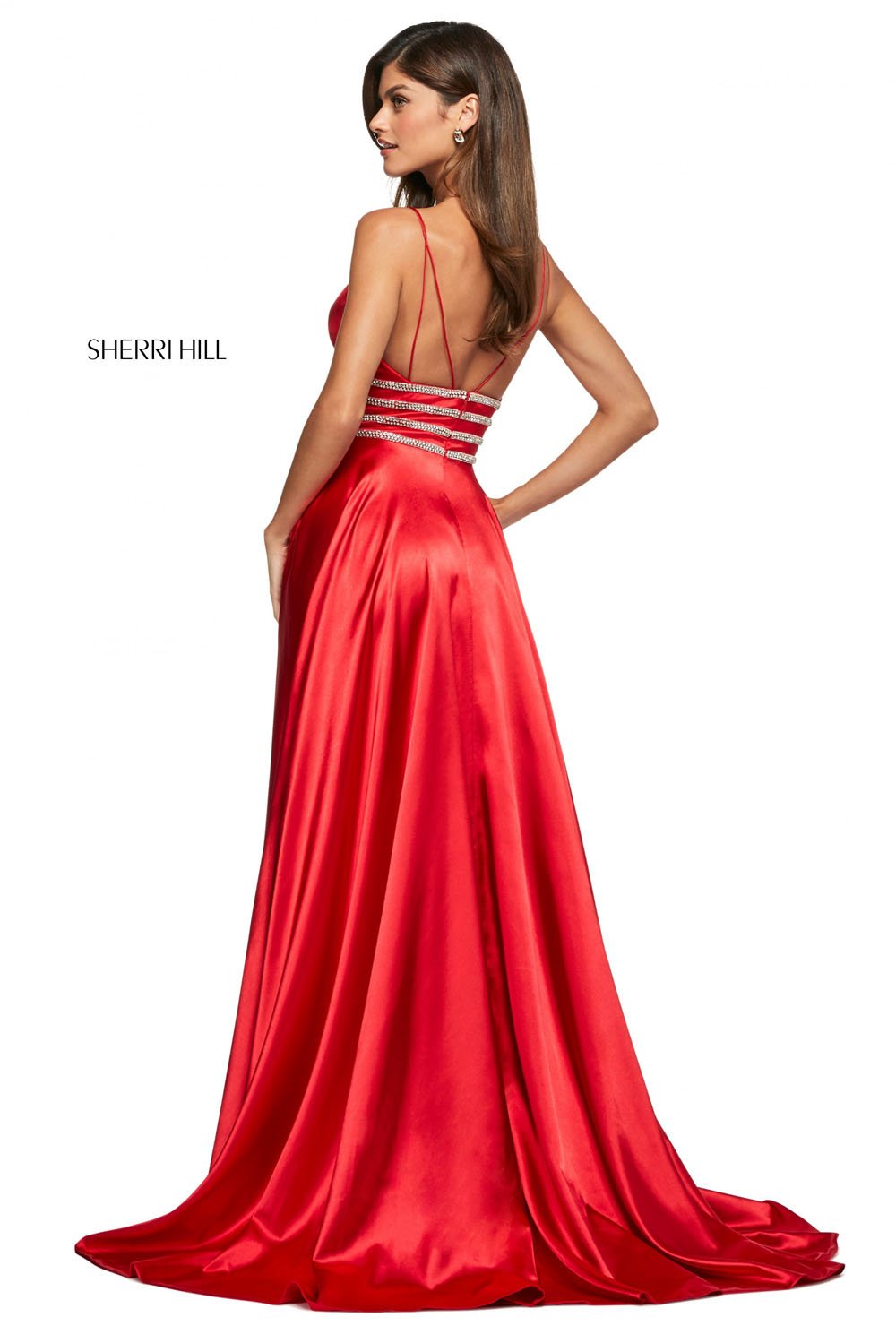 Sherri Hill 53578 dress images in these colors: Red, Royal, Black, Emerald, Navy, Yellow, Wine.