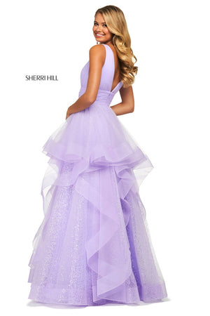 Sherri Hill 53586 dress images in these colors: Ivory, Light Blue, Black, Lilac, Yellow, Blush, Coral.