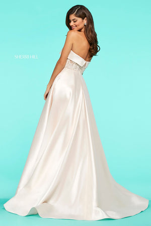 Sherri Hill 53600 dress images in these colors: Champagne, Ivory, Navy, Lilac, Red, Black, Aqua.