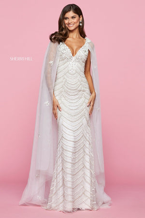 Sherri Hill 53612 dress images in these colors: Ivory Silver.