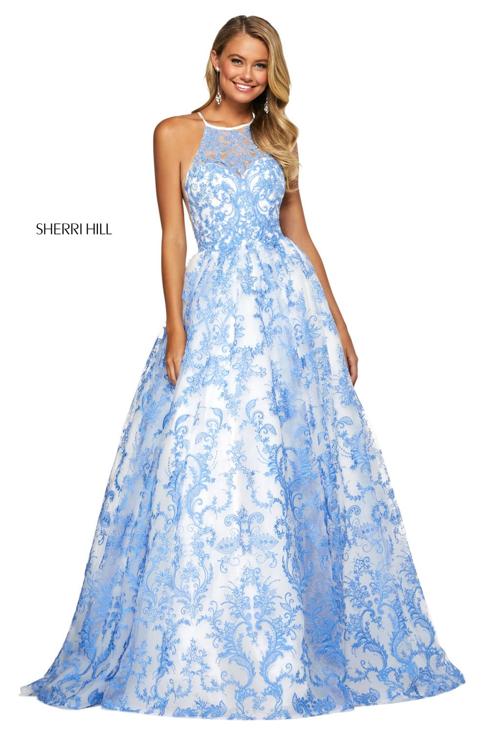 Sherri Hill 53620 dress images in these colors: Ivory Red, Blush, Light Blue, Ivory Blue.