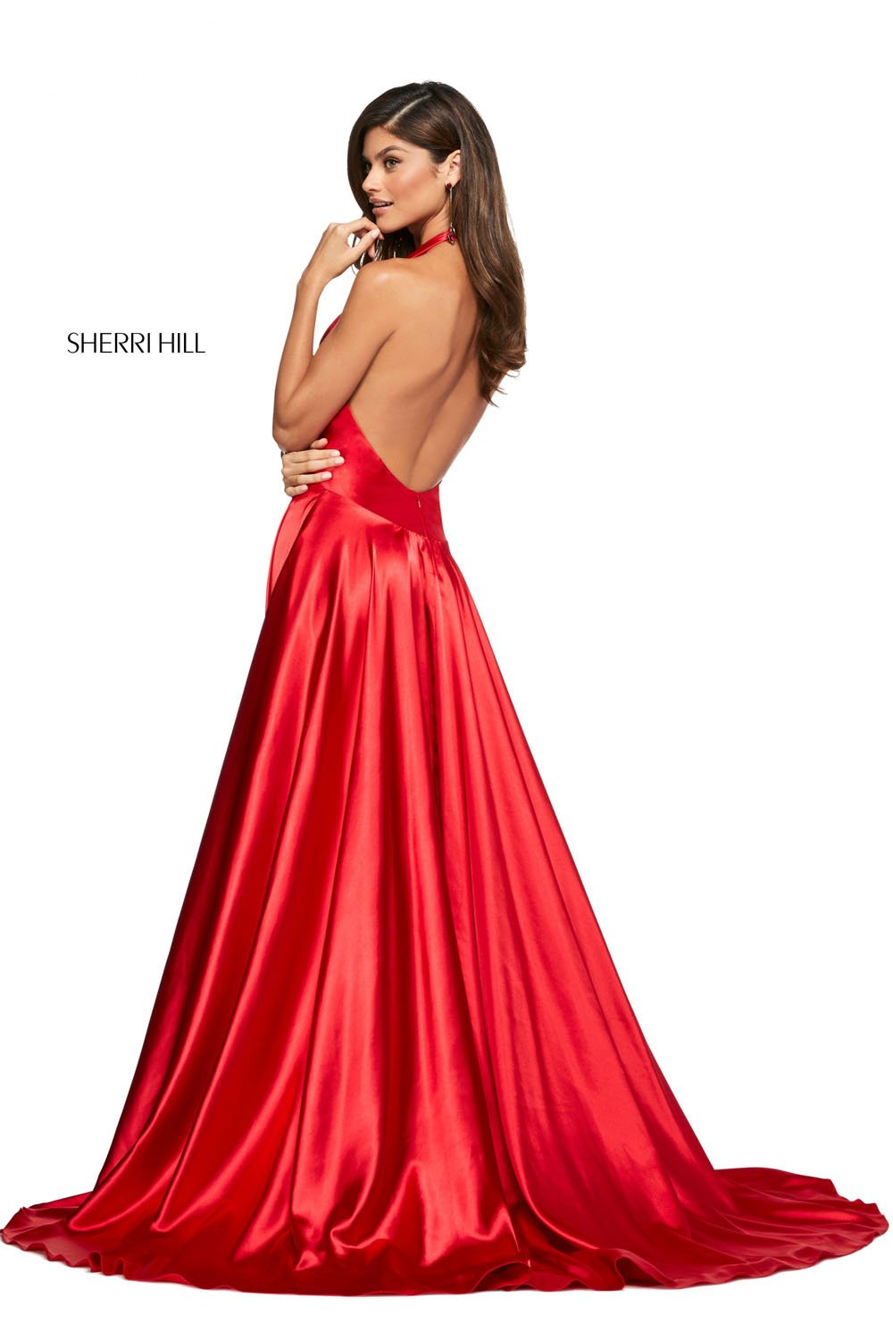 Sherri Hill 53624 dress images in these colors: Ivory, Black, Rose, Emerald, Mocha, Red, Light Blue, Navy, Royal, Blush, Yellow, Light Green, Aqua, Coral.