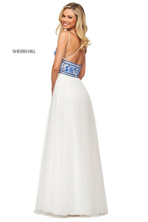 Sherri Hill 53632 dress images in these colors: Coral, Ivory Yellow, Ivory Coral, Ivory Pink, Ivory Blue, Ivory Aqua.