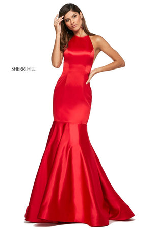 Sherri Hill 53635 dress images in these colors: Red, Rose, Navy, Emerald, Coral, Blush, Light Blue.