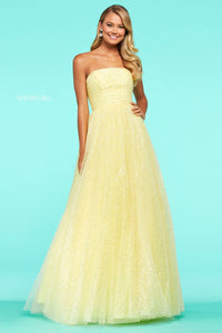 Sherri Hill 53638 dress images in these colors: Ivory, Blush, Light Blue, Yellow, Aqua, Coral, Candy Pink.