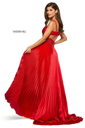 Sherri Hill 53644 dress images in these colors: Red, Black, Aqua, Yellow, Royal, Orange, Emerald.