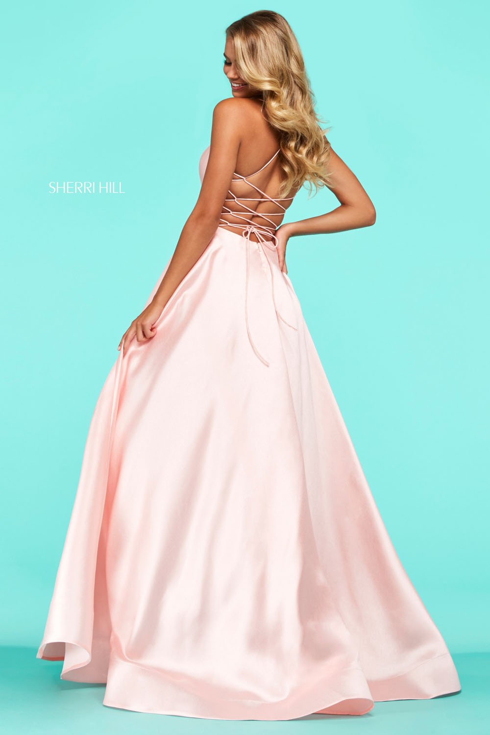 Sherri Hill 53661 dress images in these colors: Royal, Coral, Yellow, Red, Blush, Navy, Lilac, Fuchsia, Light Blue, Aqua, Emerald, Orange, Pink, Black.
