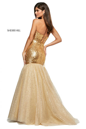 Sherri Hill 53680 dress images in these colors: Black, Gold.