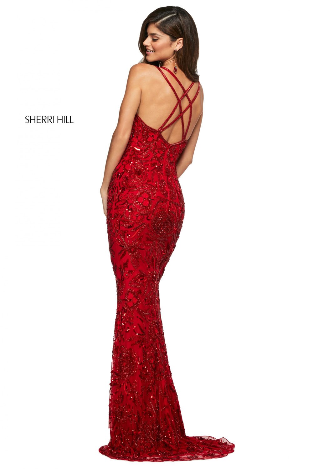 Sherri Hill 53689 dress images in these colors: Red, Black.
