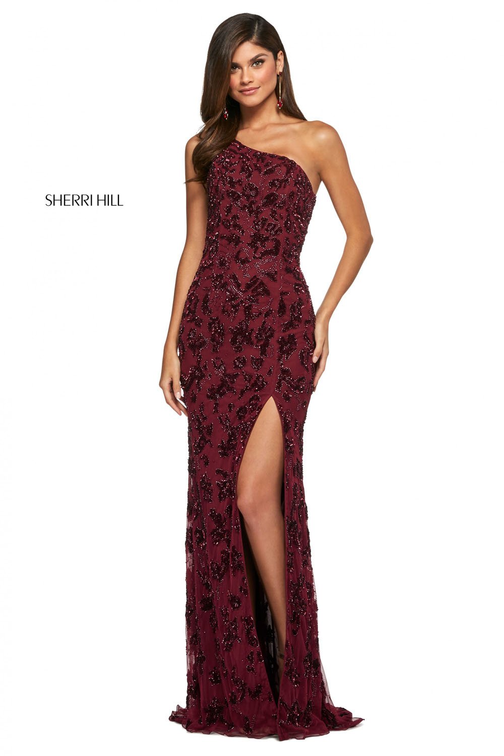 Sherri Hill 53692 dress images in these colors: Navy, Burgundy, Emerald, Light Blue, Black, Yellow.