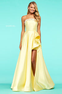 Sherri Hill 53710 dress images in these colors: Yellow, Light Blue, Ivory, Blush, Black, Candy Pink, Lilac, Red, Coral.