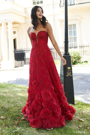 Sherri Hill 53714 dress images in these colors: Red.