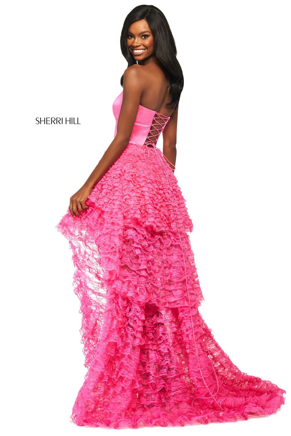 Sherri Hill 53720 dress images in these colors: Black, Coral, Blush, Candy Pink, Ivory, Red.