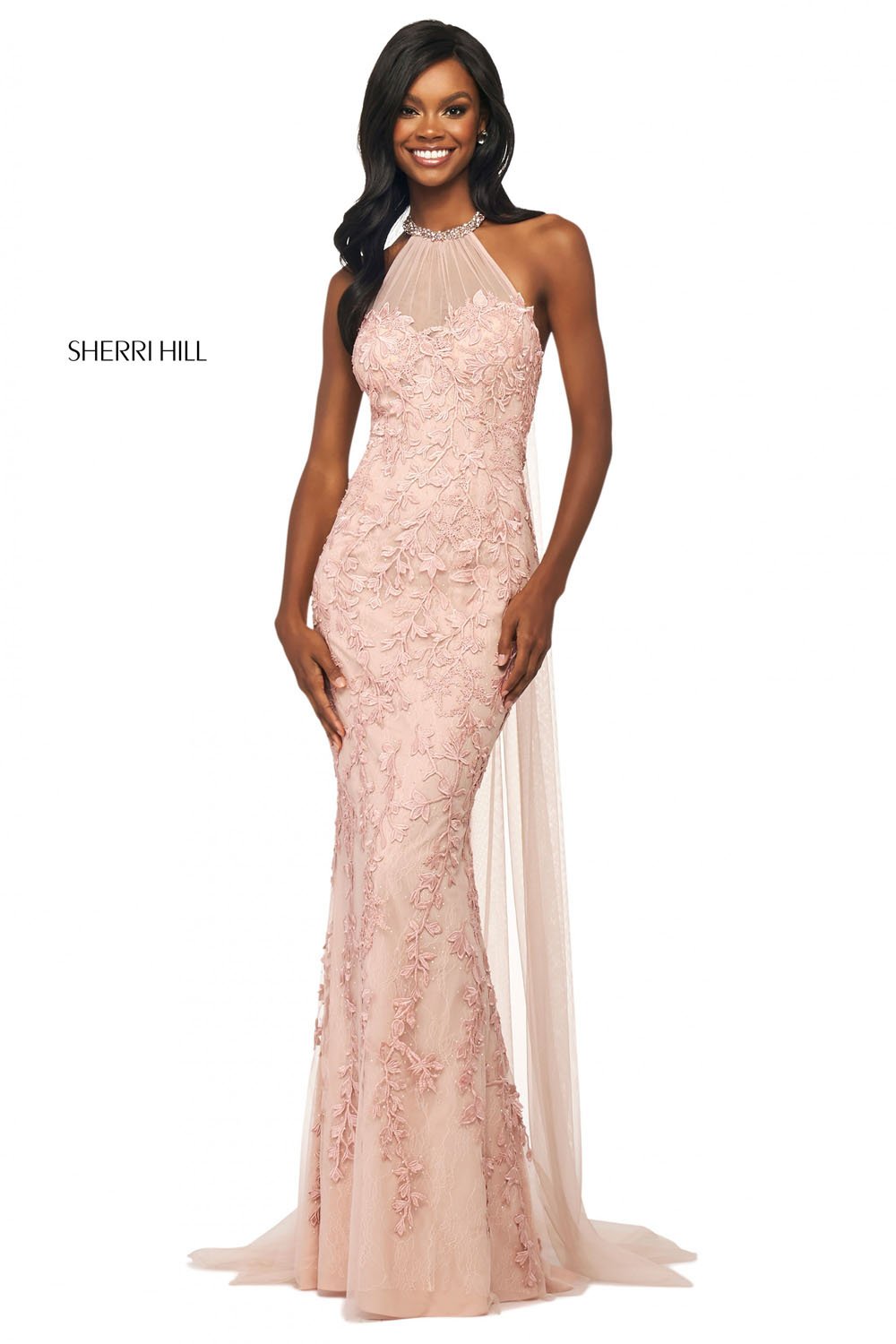 Sherri Hill 53724 dress images in these colors: Light Blue, Red, Yellow, Ivory, Blush, Black.