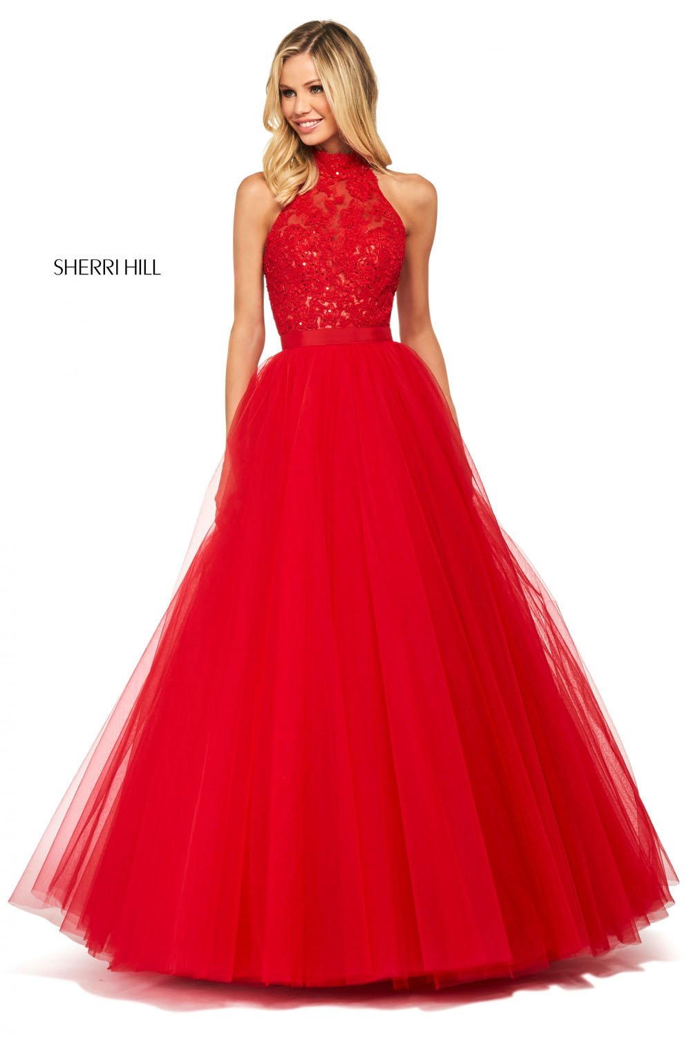 Sherri Hill 53727 dress images in these colors: Light Blue, Blush, Red, Ivory, Yellow, Black.