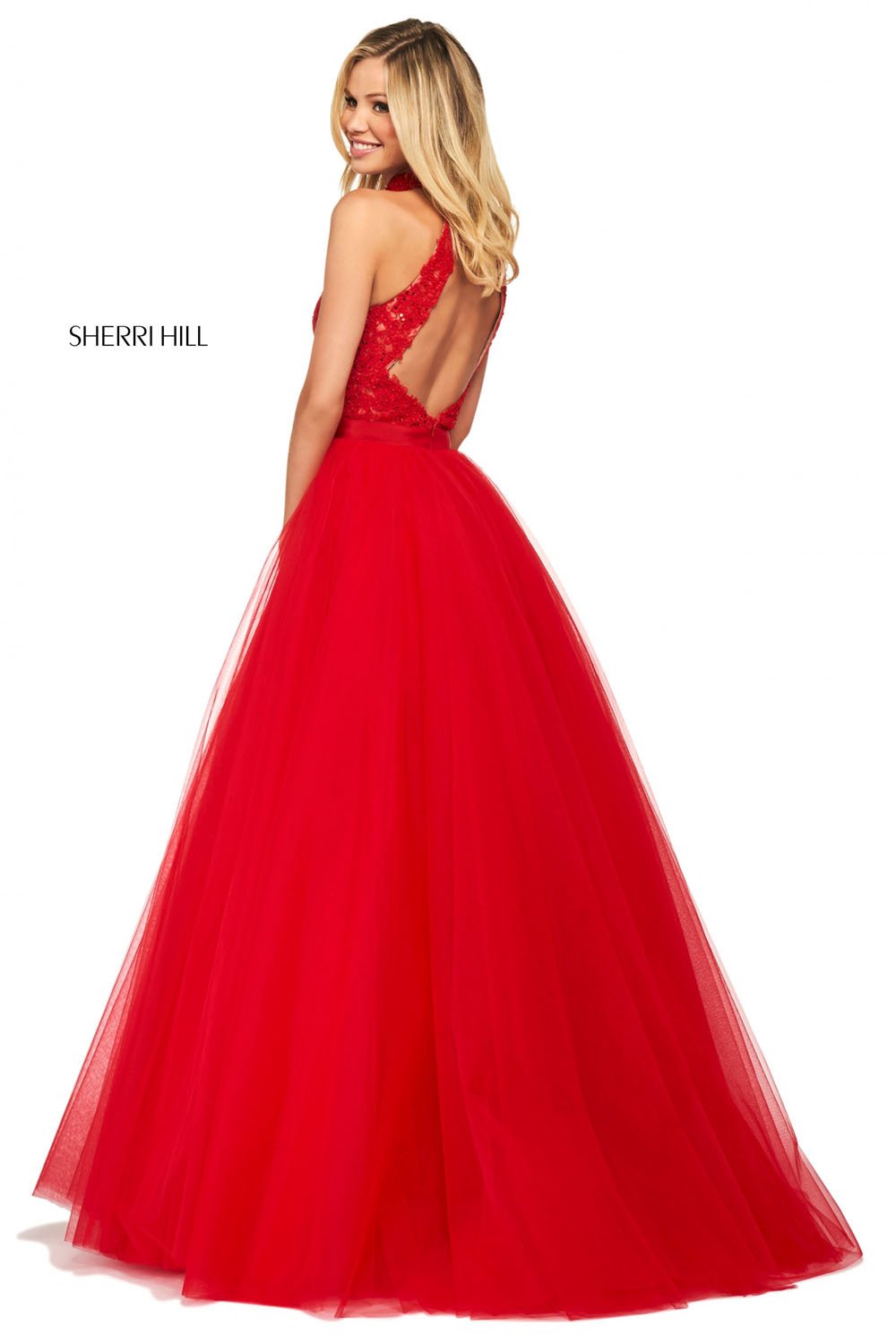 Sherri Hill 53727 dress images in these colors: Light Blue, Blush, Red, Ivory, Yellow, Black.