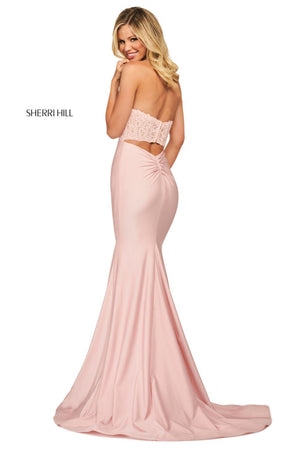 Sherri Hill 53751 dress images in these colors: Black, Red, Blush, Light Blue.