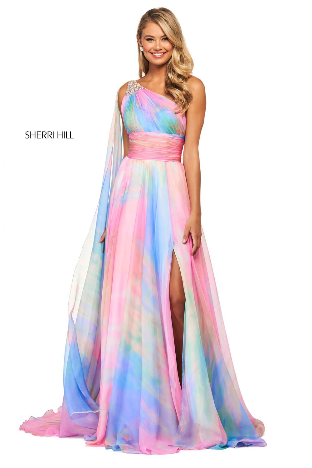 Sherri Hill 53768 dress images in these colors: Multi Print.