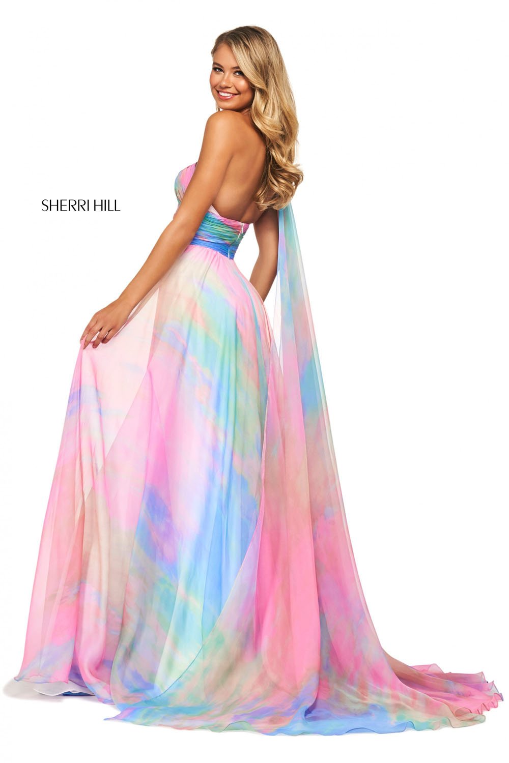 Sherri Hill 53768 dress images in these colors: Multi Print.