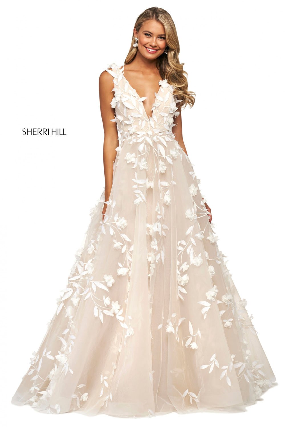 Sherri Hill 53770 dress images in these colors: Ivory Nude.