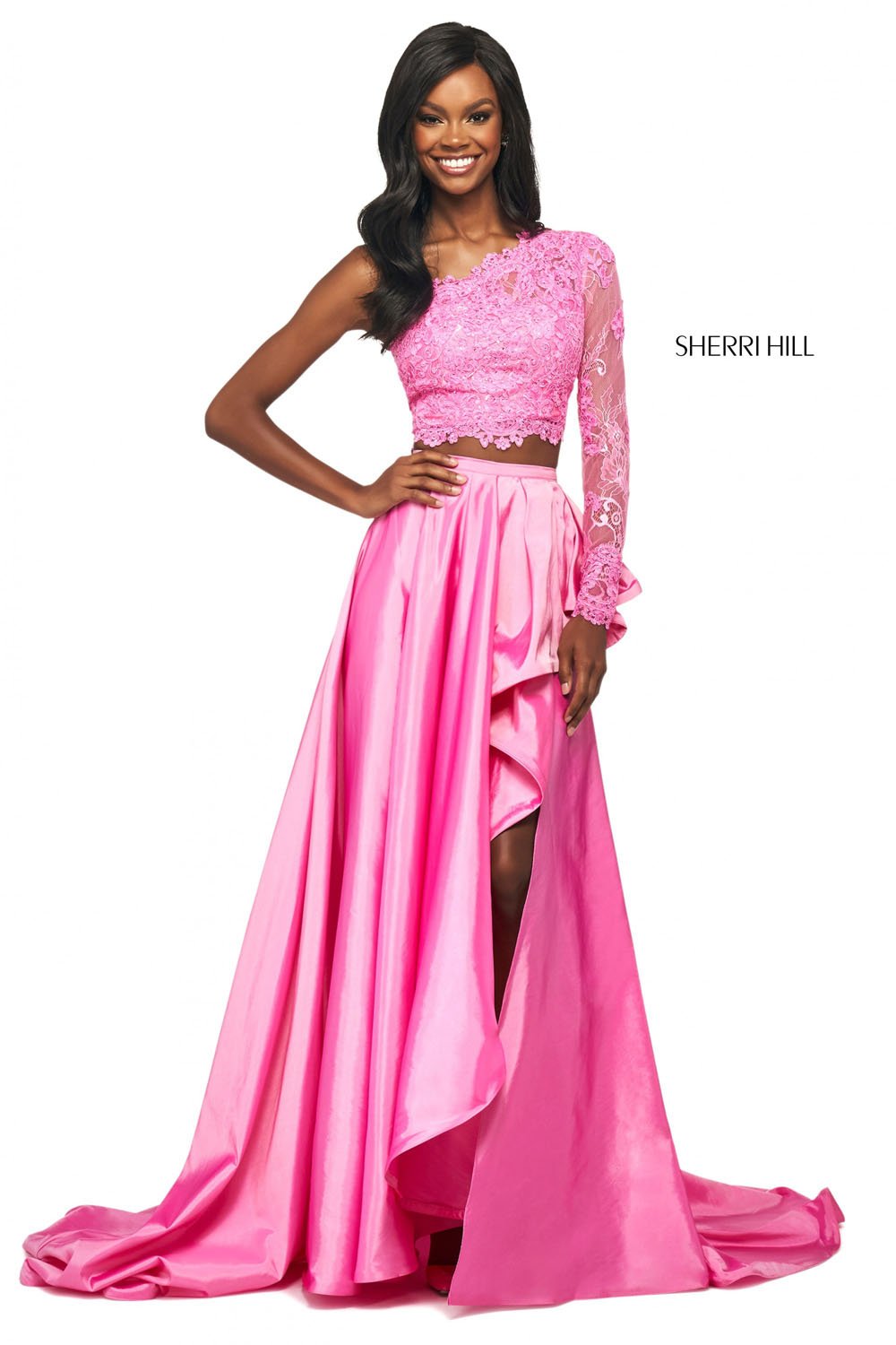 Sherri Hill 53771 dress images in these colors: Red, Candy Pink, Yellow, Light Blue, Ivory, Aqua, Coral, Black.