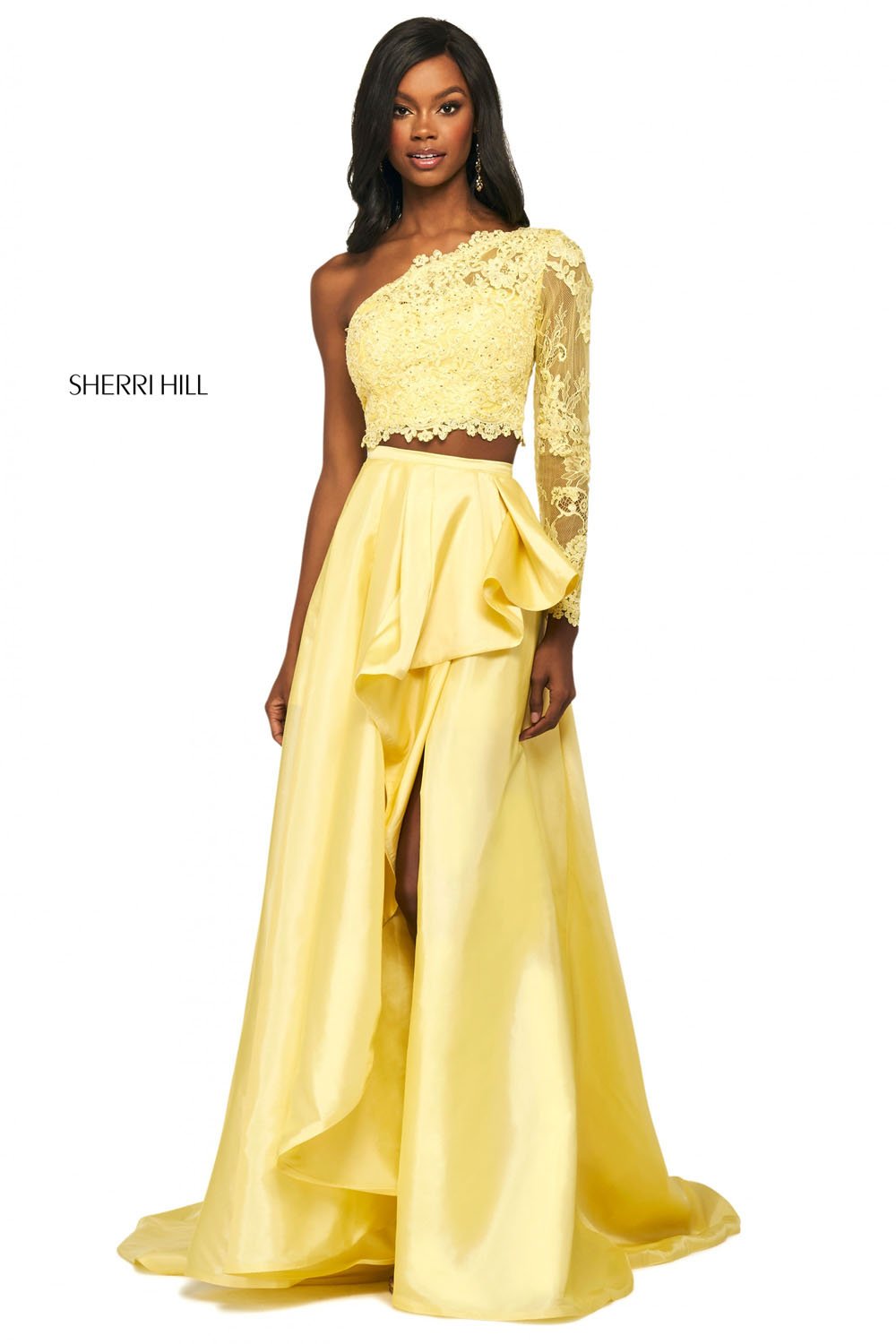 Sherri Hill 53771 dress images in these colors: Red, Candy Pink, Yellow, Light Blue, Ivory, Aqua, Coral, Black.