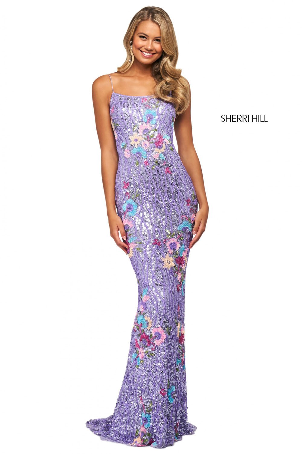 Sherri Hill 53816 dress images in these colors: Lilac Multi.