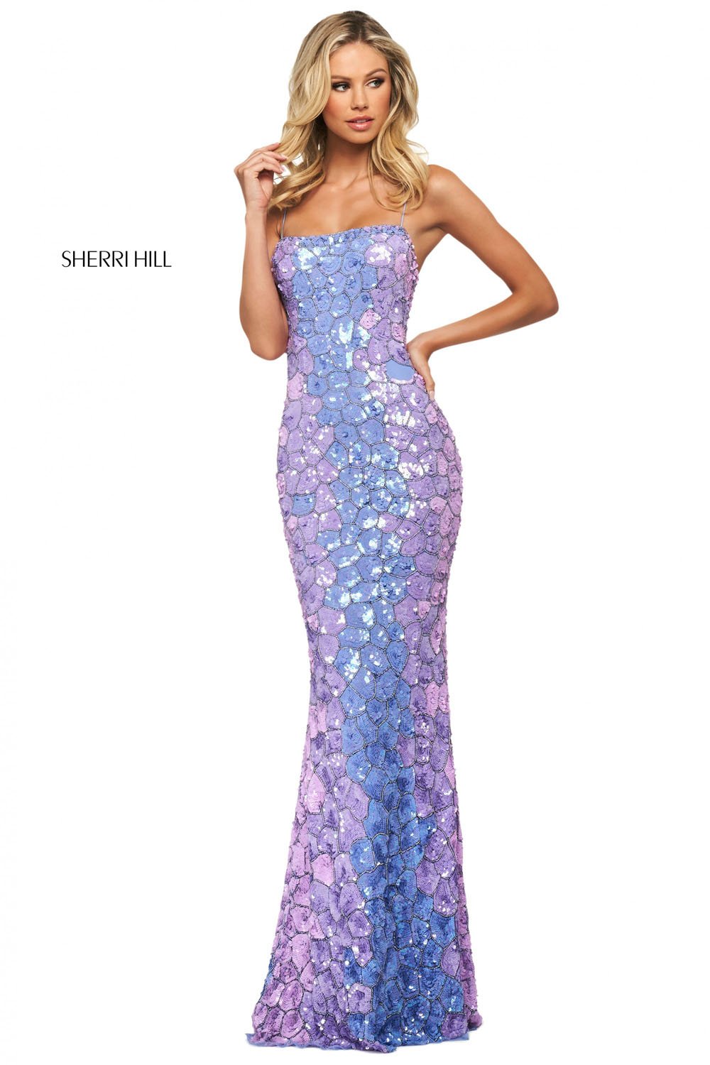 Sherri Hill 53819 dress images in these colors: Periwinkle Lilac.