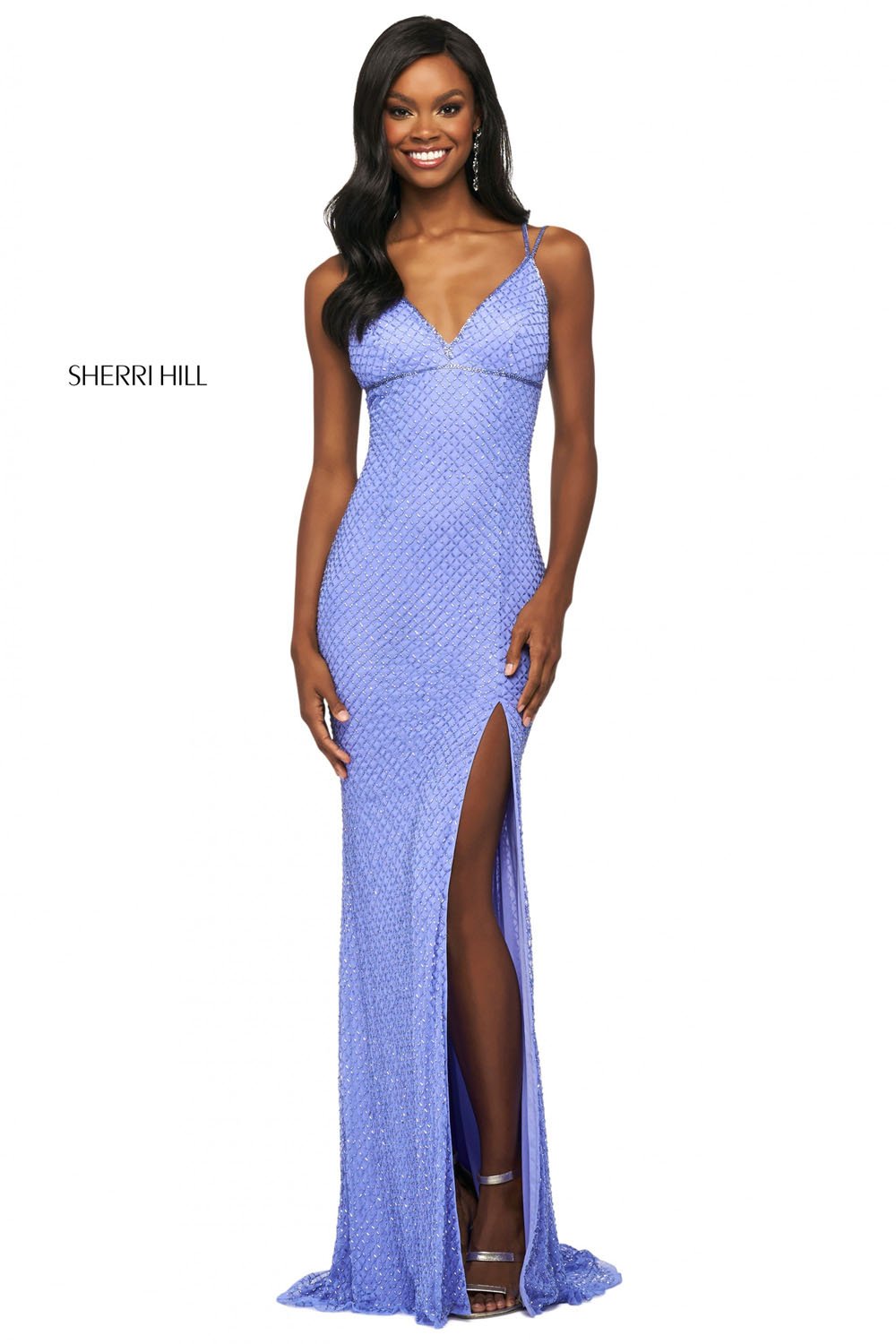 Sherri Hill 53878 dress images in these colors: Black, Light Pink, Teal, Periwinkle, Burgundy.