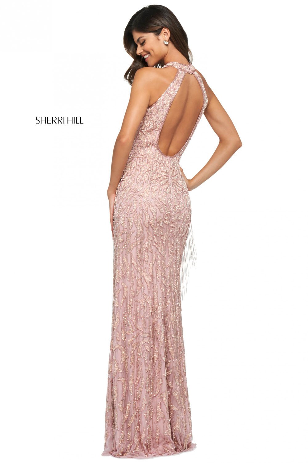 Sherri Hill 53882 dress images in these colors: Light Pink, Burgundy, Black, Periwinkle.