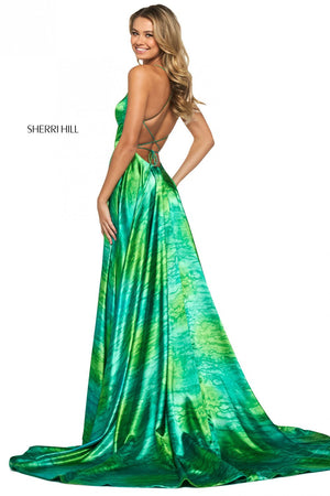 Sherri Hill 53888 dress images in these colors: Green Print.