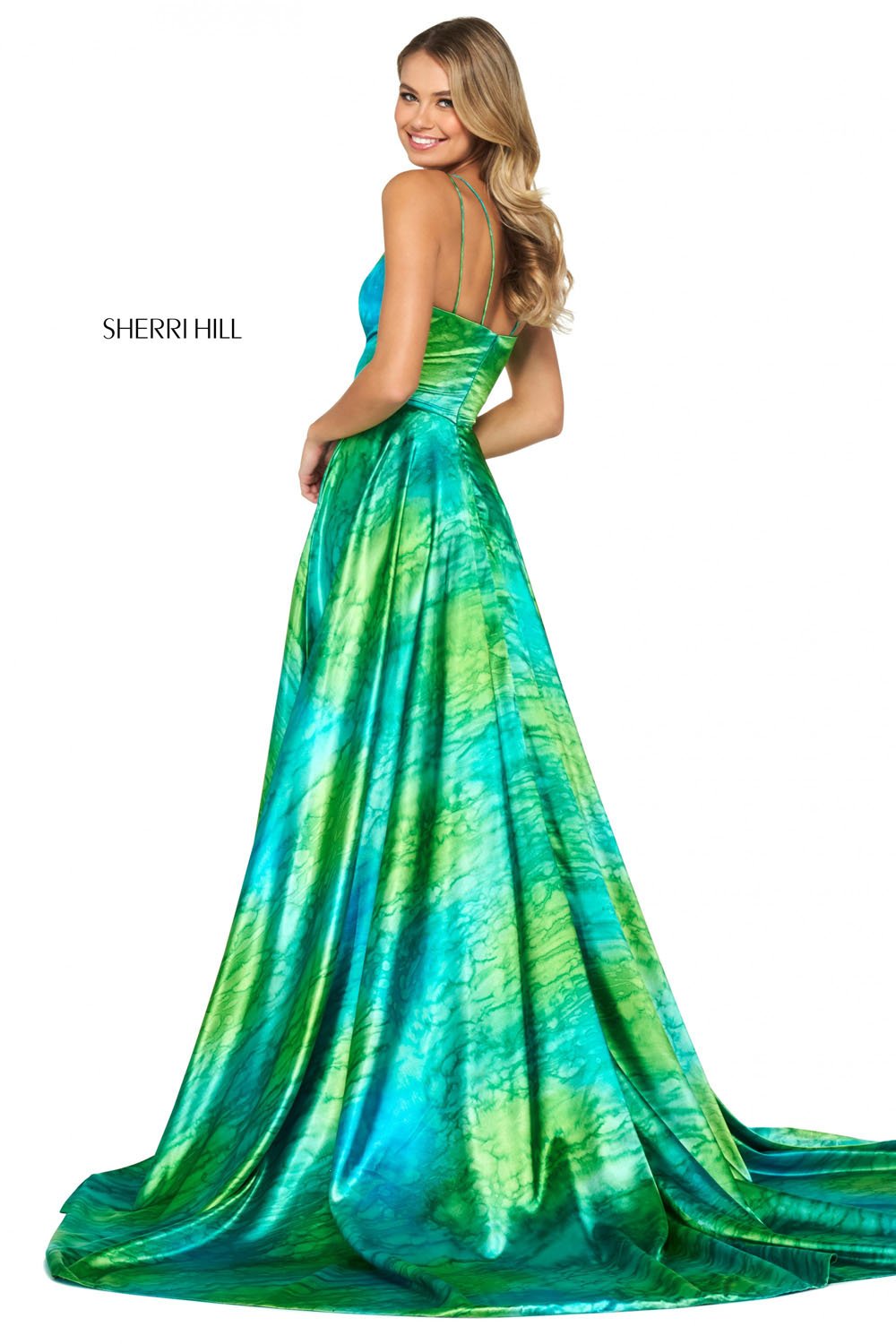 Sherri Hill 53889 dress images in these colors: Green Print.