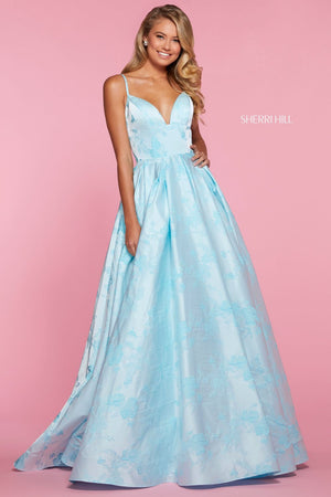 Sherri Hill 53900 dress images in these colors: Pink, Yellow, Light Blue.