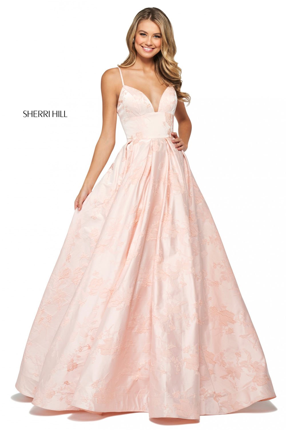 Sherri Hill 53900 dress images in these colors: Pink, Yellow, Light Blue.