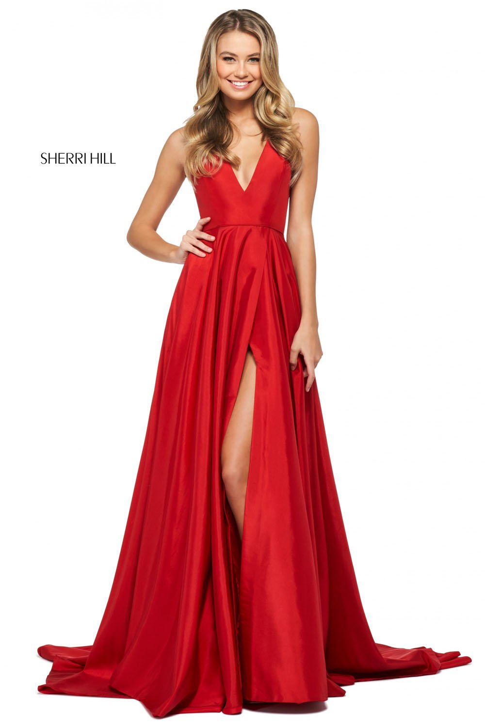 Sherri Hill 53904 dress images in these colors: Wine, Emerald, Yellow, Bright Pink, Navy, Red, Royal.