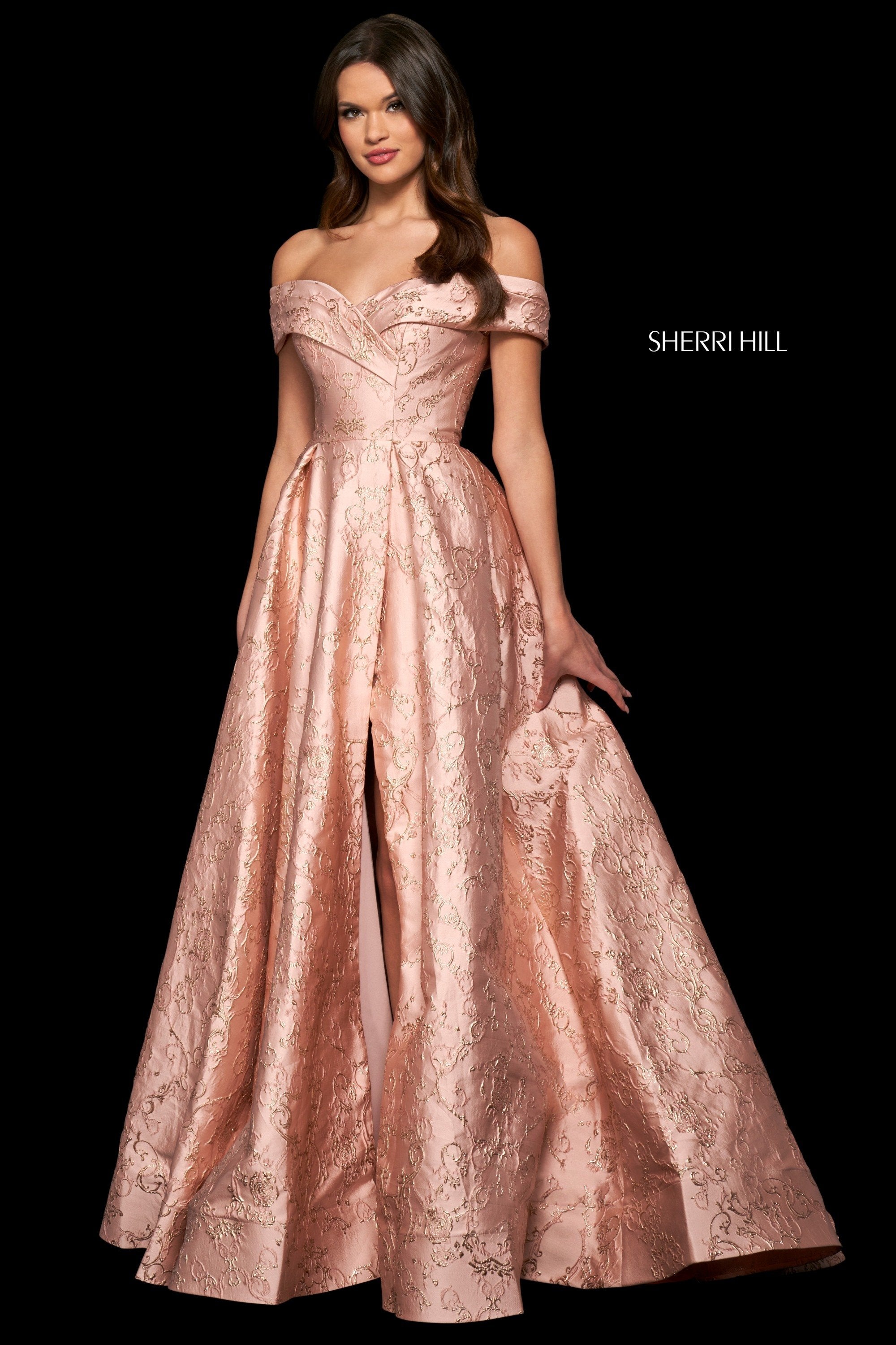 Sherri Hill 54024 dress images in these colors: Lilac, Light Blue, Rose, Ivory.