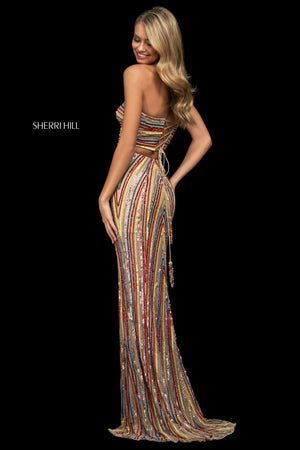 Sherri Hill 54125 dress images in these colors: Nude Multi.