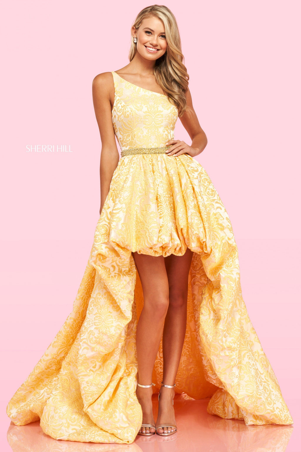 Sherri Hill 54143 dress images in these colors: Blue, Yellow.