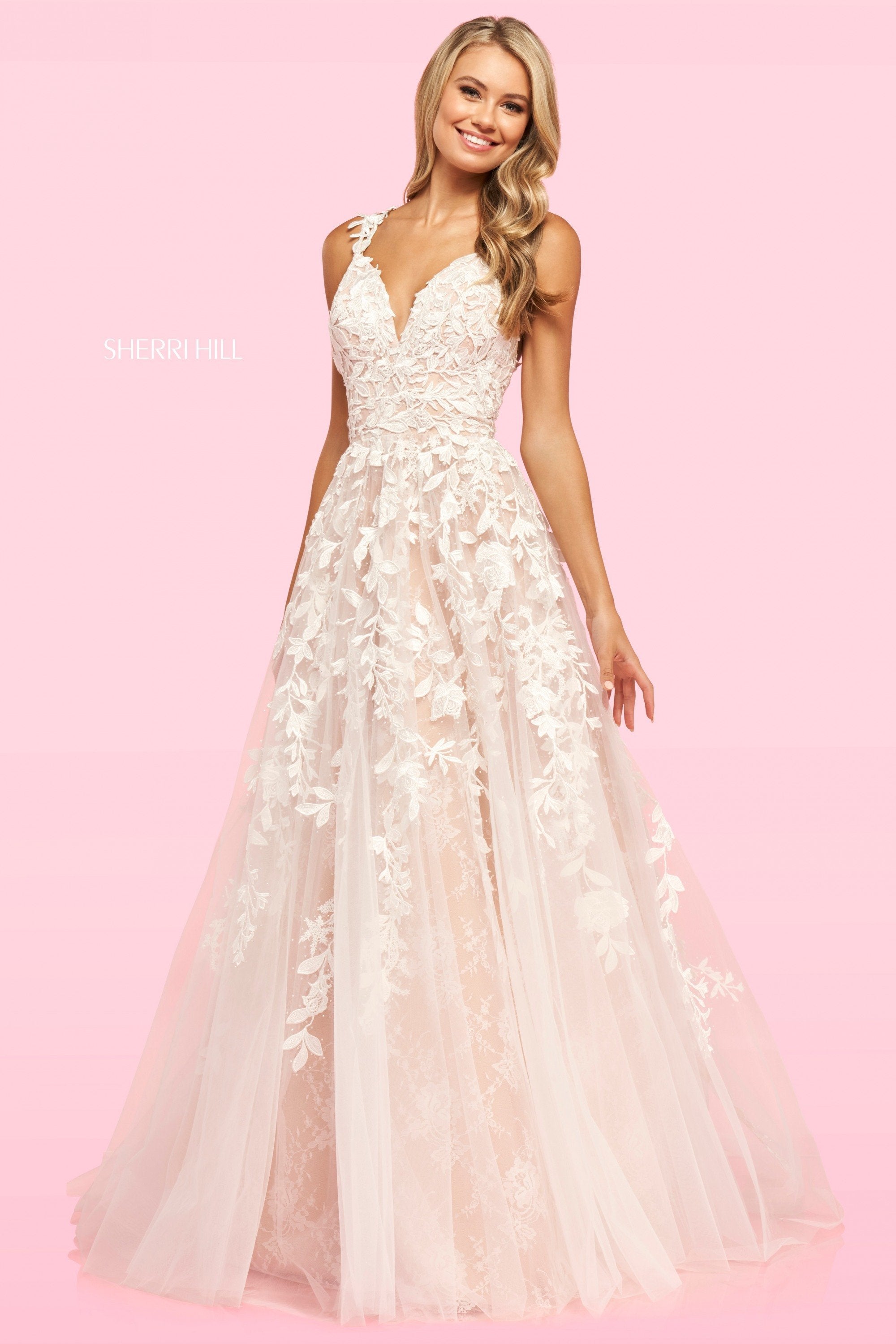 Sherri Hill 54159 dress images in these colors: Lilac, Red, Blush, Ivory, Bright Pink, Periwinkle.