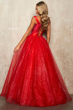 Sherri Hill 54206 dress images in these colors: Black, Periwinkle, Red.