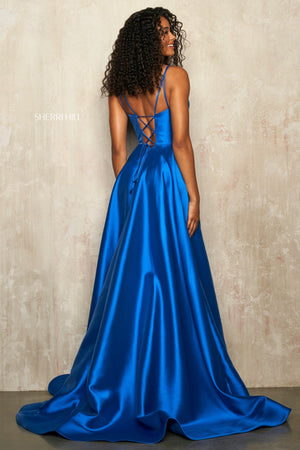 Sherri Hill 54243 dress images in these colors: Black, Royal, Lilac, Pink, Ivory, Yellow, Emerald, Red, Purple.