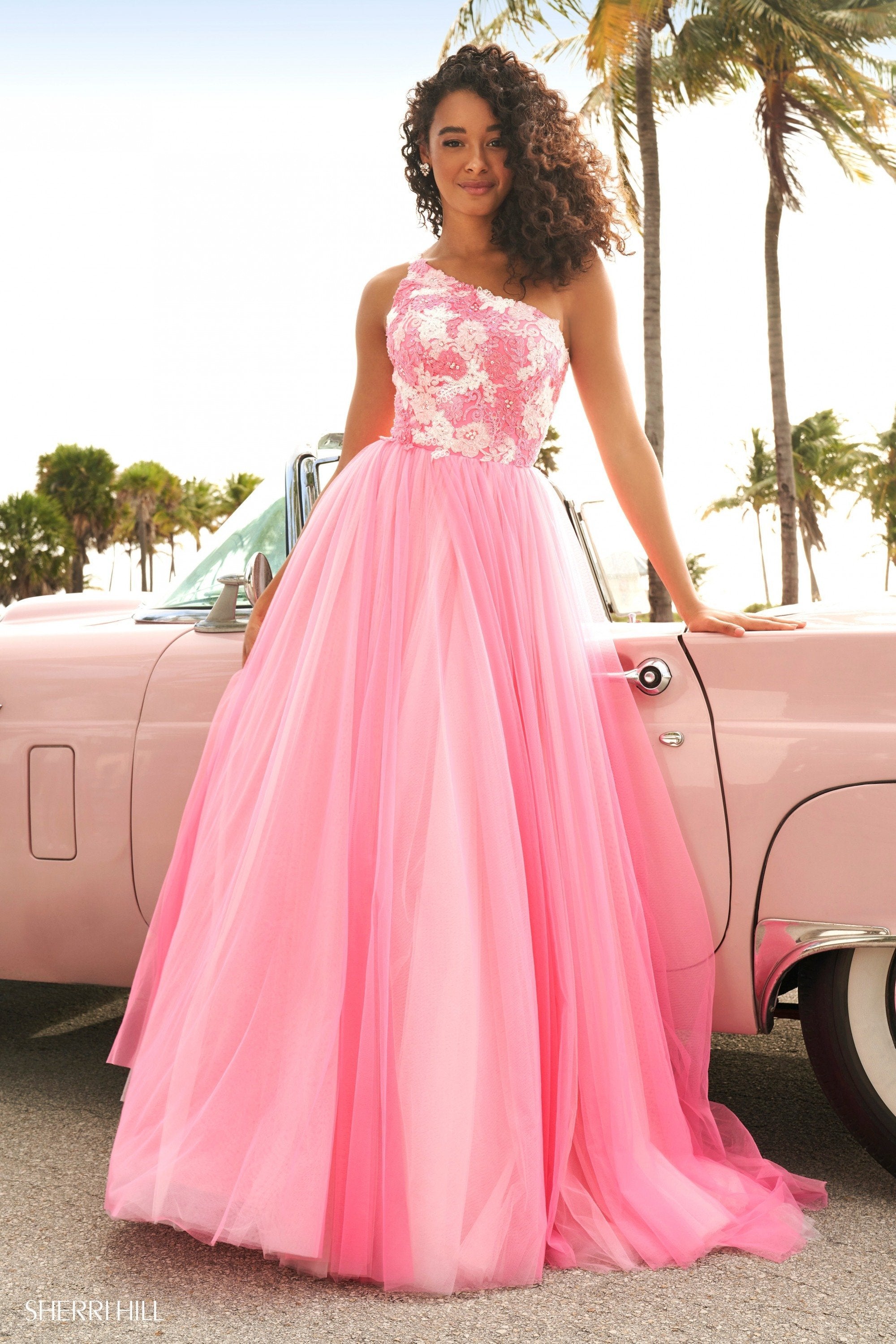 Sherri Hill 54285 dress images in these colors: Blue Ivory, Pink Ivory.