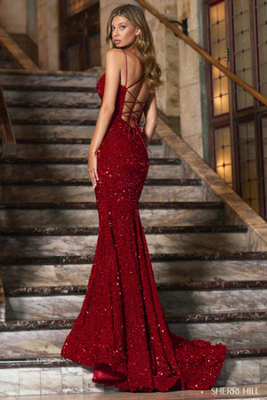 Sherri Hill 55091 prom dress images.  Sherri Hill 55091 is available in these colors: Black, Royal, Red, Ivory, Pink, Light Blue, Purple.